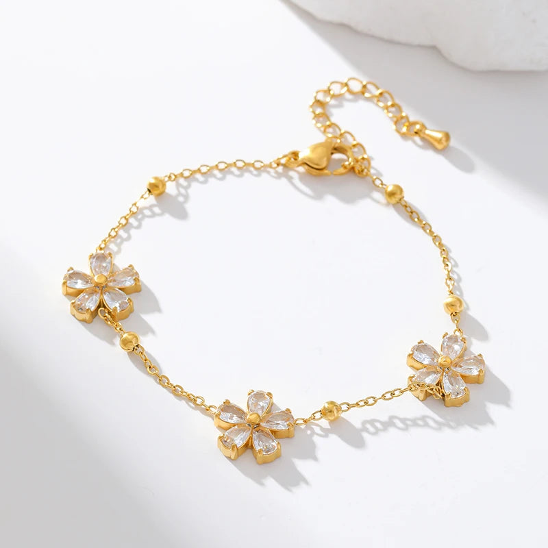 316L Stainless Steel White Zirconia Jewelry Set – Necklace, Bracelet & Earrings for Women