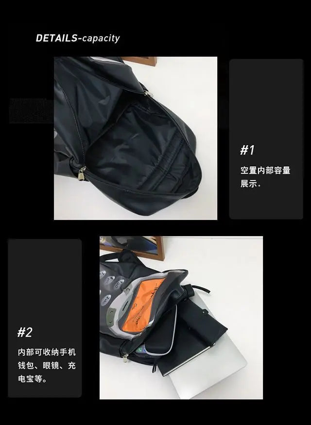 Unisex Splashproof Nylon Backpack with Mobile Phone Pocket – High-Capacity Casual Street Style Bag