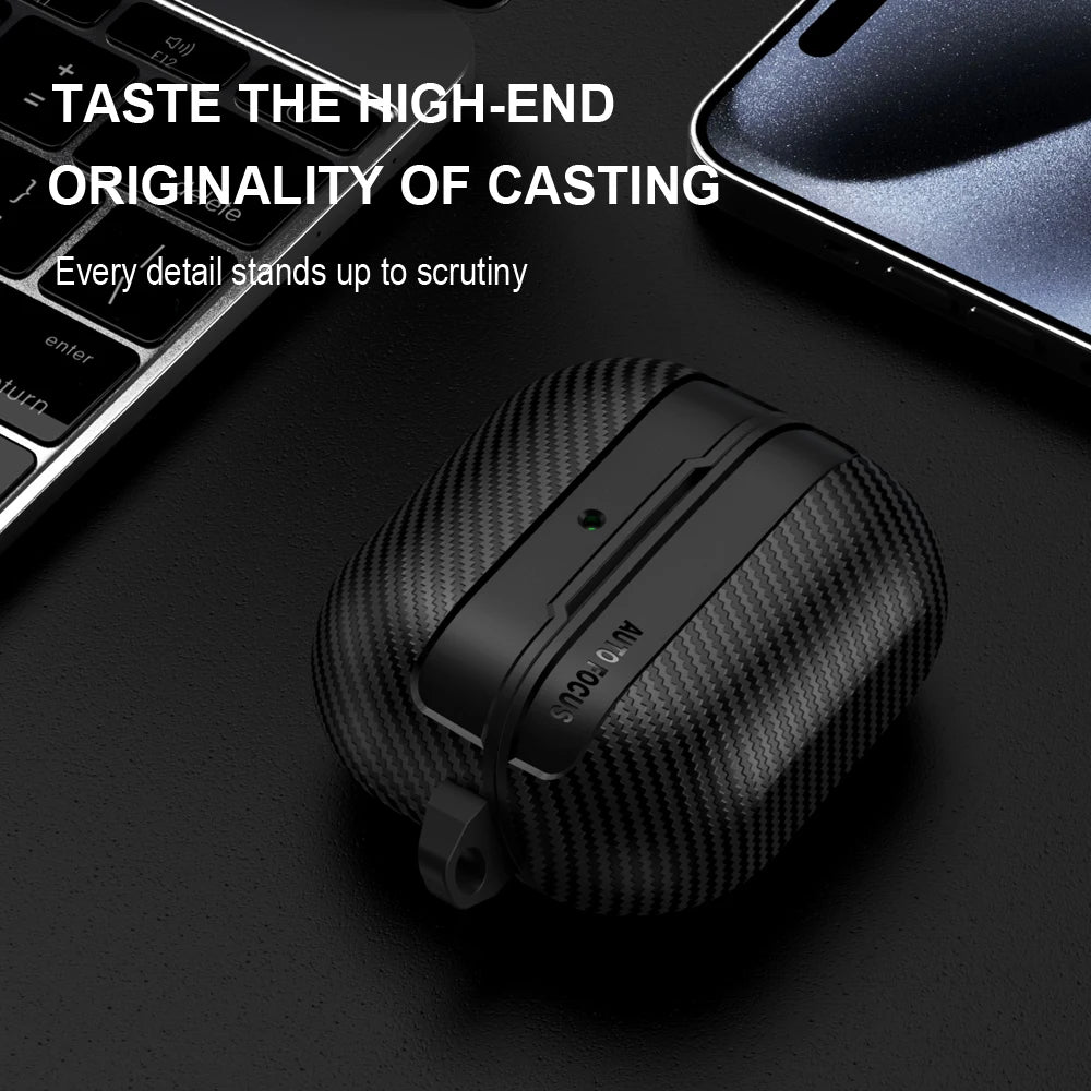 Carbon Fiber Protective Case for Samsung Galaxy Buds3 / Buds 3 Pro with Keyring