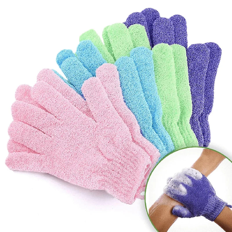 1-10pcs Colorful Exfoliating Gloves – Double-Sided Bath Gloves for Spa & Massage