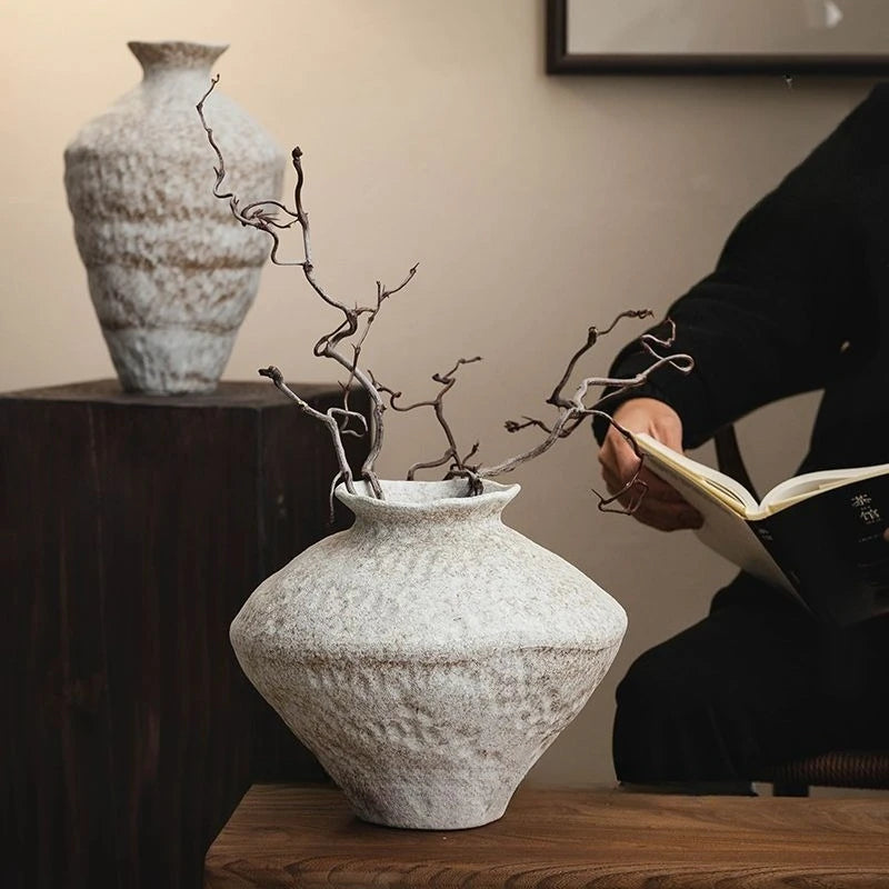 Ceramic Vase Wabi Sabi Style Vintage Vase for Home Decor, Zen Buddhist Decor, Oriental Flower Arrangement Vase for Living Room