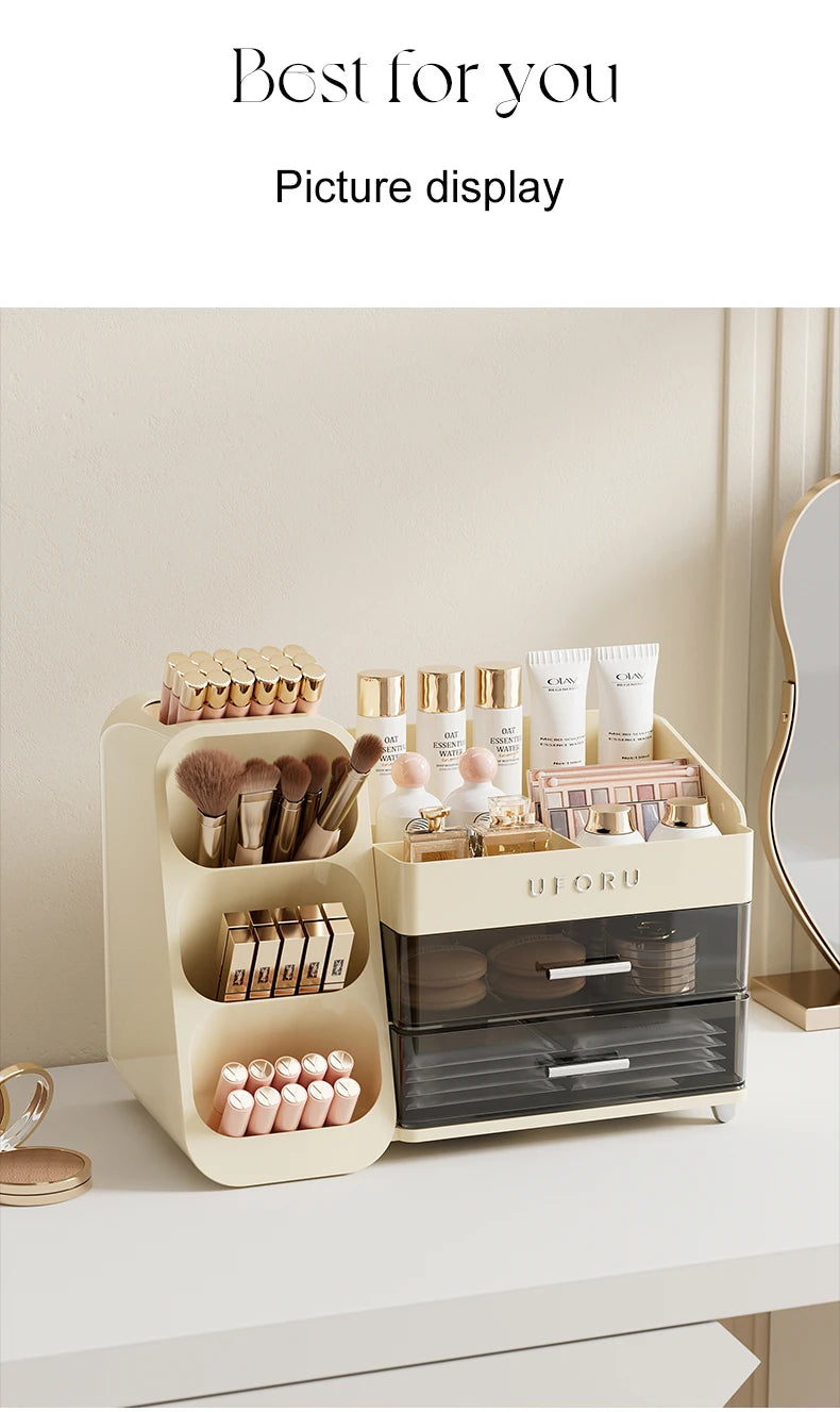Uforu Back to School Cosmetics Storage Box - Large Capacity, Multifunctional Organizer for Student Dorm Room Tables