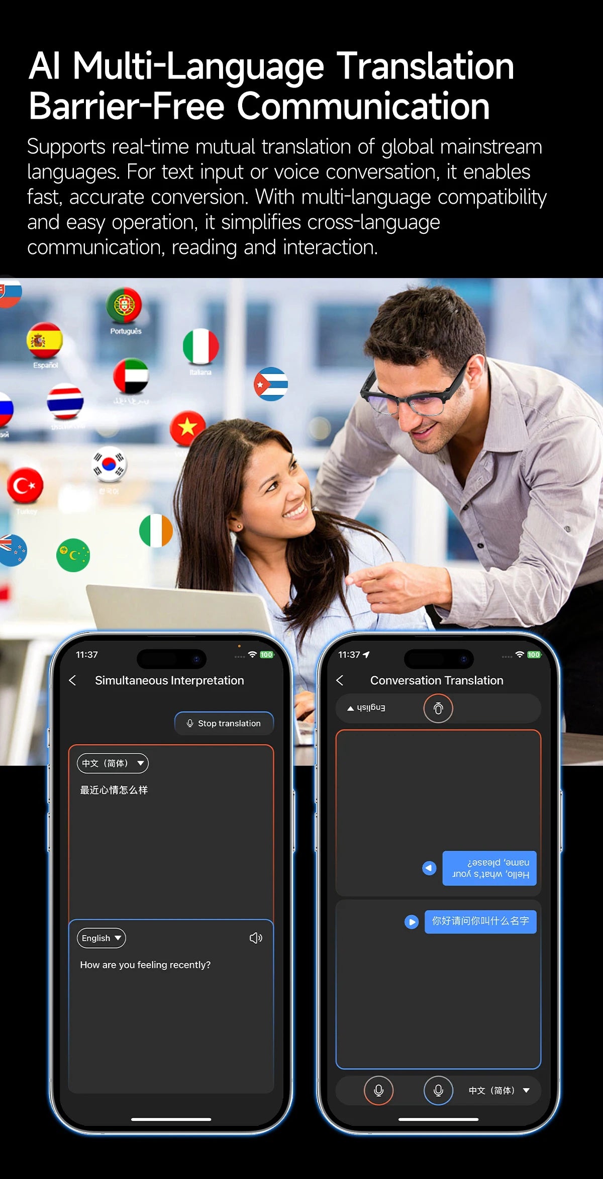 2026New Ultra AI Smart Glasses With 800W Camera GPT Sunglasses WIFI Transmission Bluetooth Call Video Music Player For Men Women