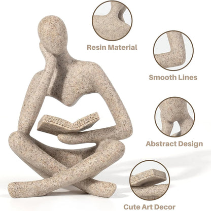 Abstract Thinker Sculpture Figurine – Modern Resin Home & Bookshelf Decor
