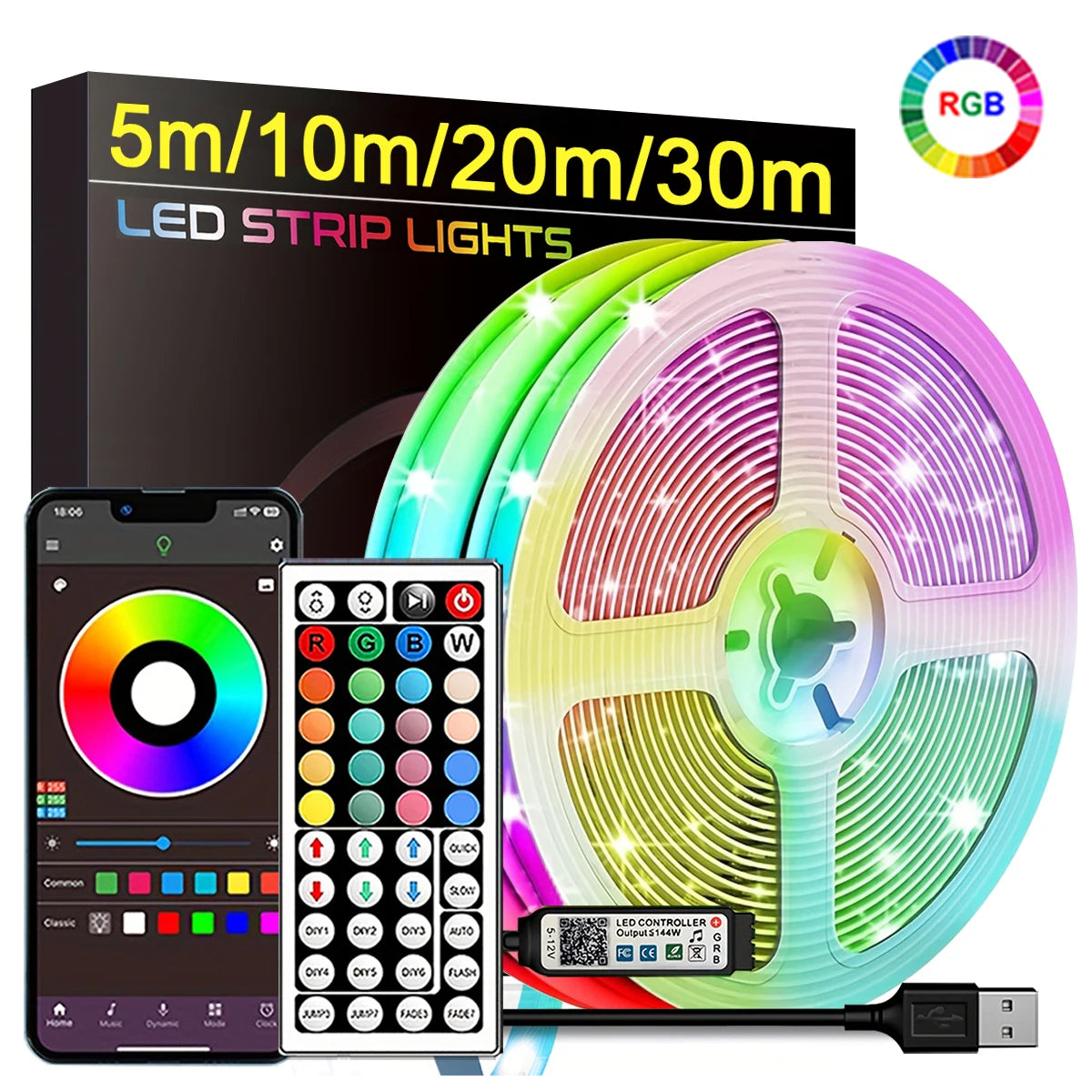 RGB LED Strip Lights – APP Control Room Decoration Light