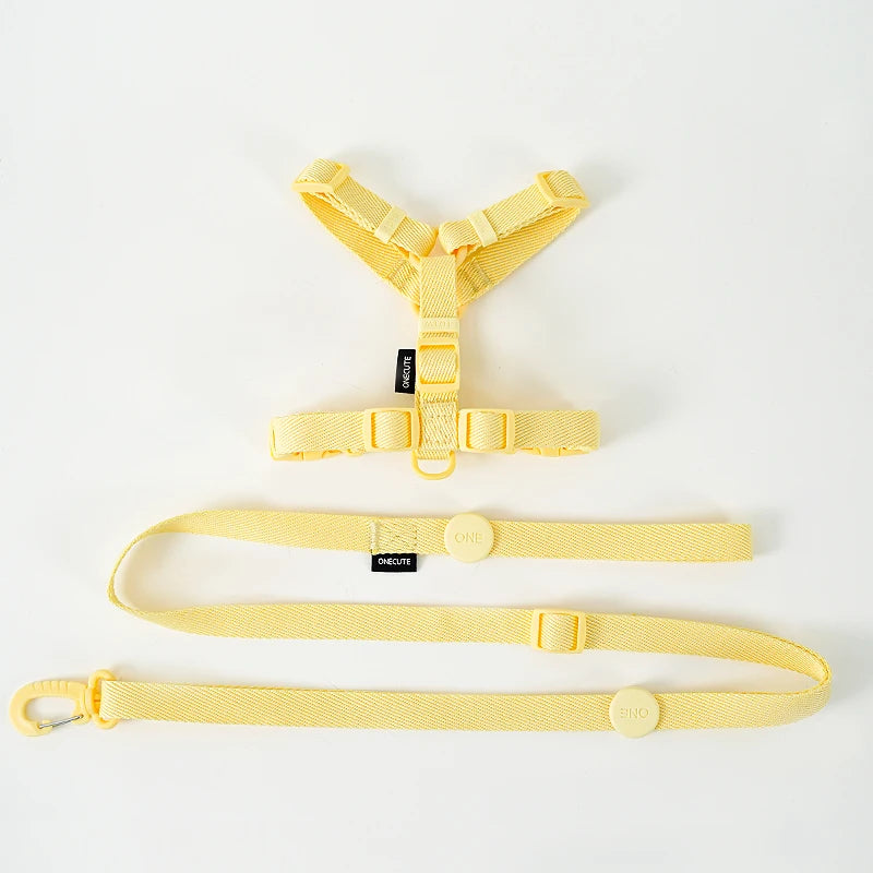 Adjustable Dog Harness & Leash Set – Reflective Macaron Pet Walking Gear