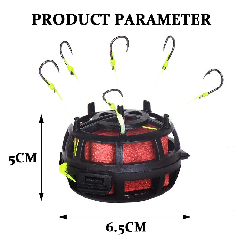 Reverse Bottom Bait Cage Fishing Hook with 6 Sharp Hooks – Carp & Freshwater Feeder