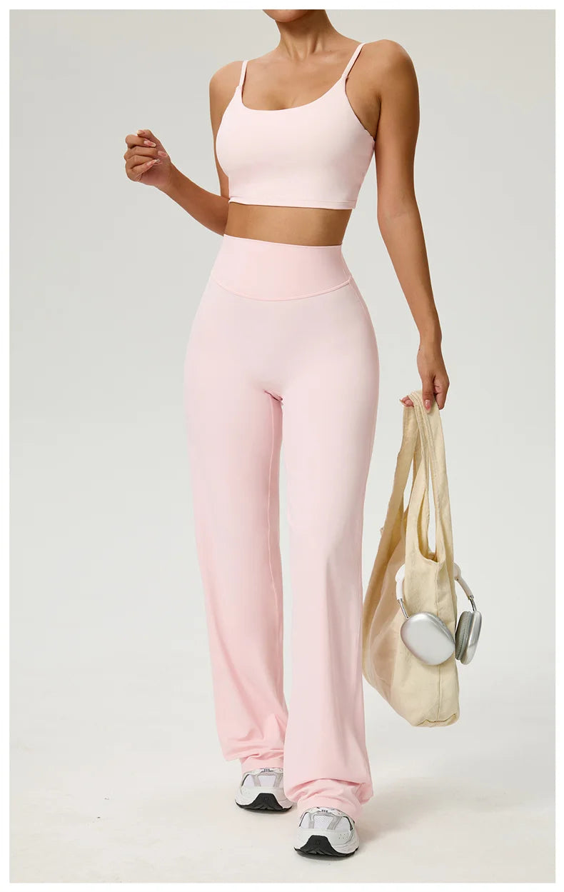 TRY TO BN Women's High Waisted Straight Leg Yoga Pants Gym Leggings Naked Feel Buttery Soft Breathable Running Workout Trousers
