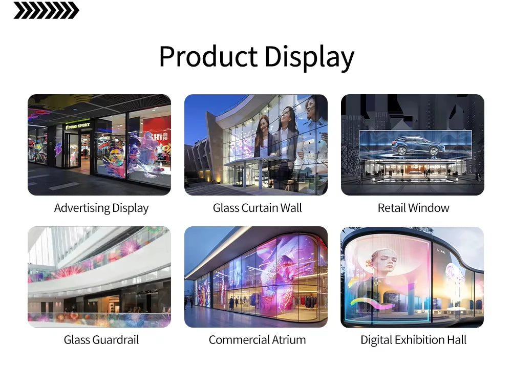 Ultra Thin Transparent LED Film Screen P6 P8 P10 Commercial Glass Window HD Video Wall