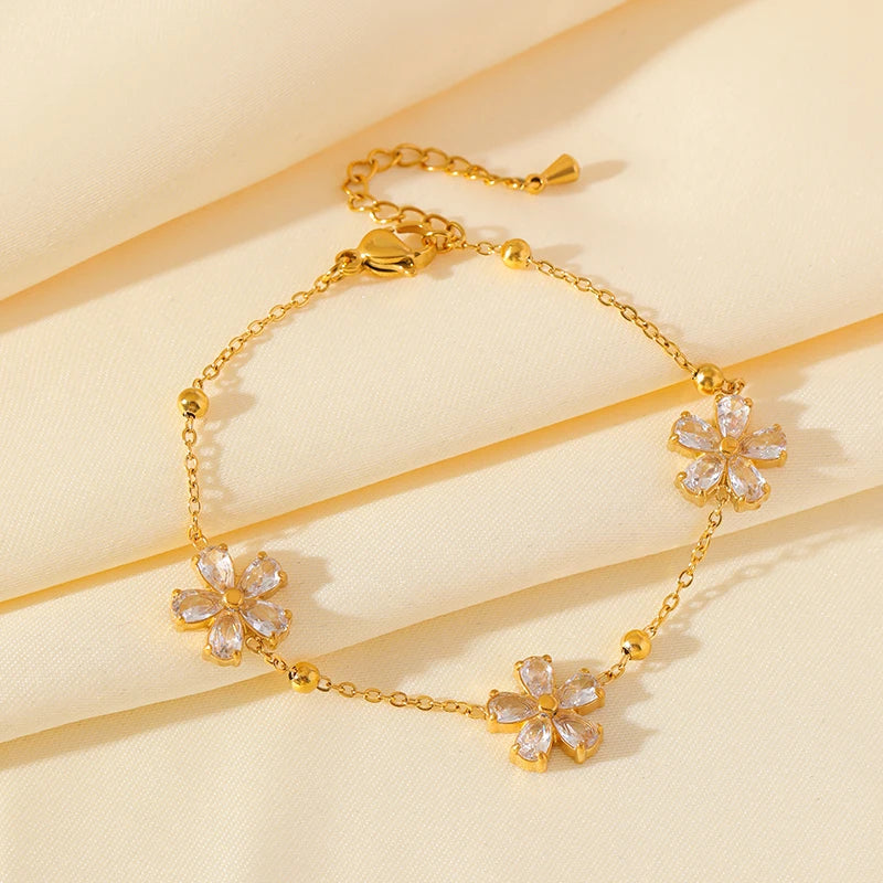 316L Stainless Steel White Zirconia Jewelry Set – Necklace, Bracelet & Earrings for Women