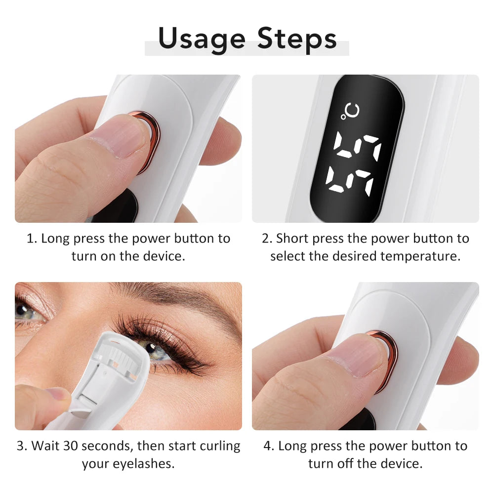 Electric Heated Eyelash Curler – Rechargeable Digital Lash Curler