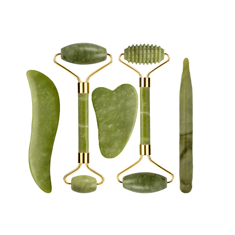 Natural Jade Roller & Gua Sha Set – Facial & Body Massage Tools for Lifting & Anti-Aging