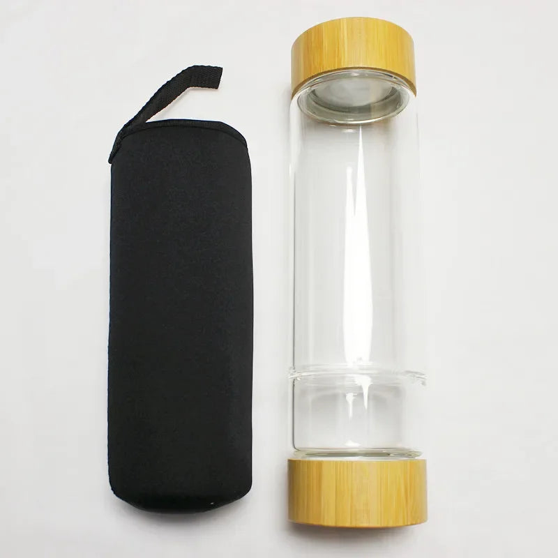 Big Diameter Crystal Bottles Multicolor Water Bottle Healing Infuser Energy Gym