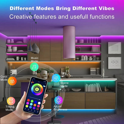 Smart Bluetooth RGB LED Strip Lights with App & Remote