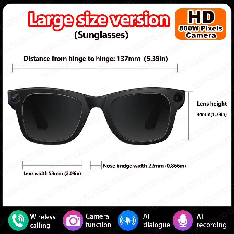 2026 Al Smart Glasses 4K HD Video 800MP Camera WiFi Transfer  Chat GPT VoiceAssistant BT Call with  Charging Case