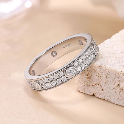 Moissanite Wedding Ring & Bracelet Set for Women – 18K Rose Gold Plated Silver