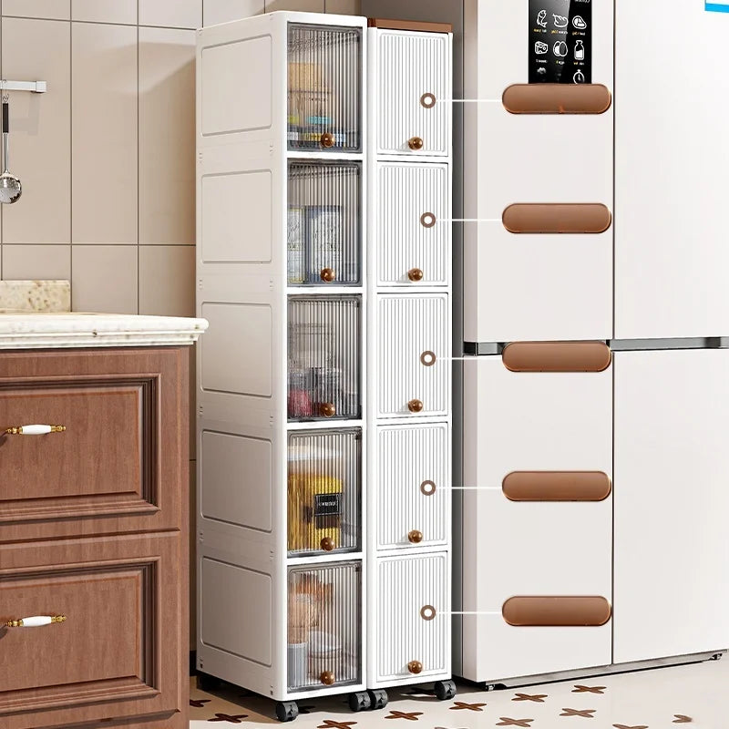 20cm Slim Rolling Storage Cabinet 2–6 Tier Space-Saving Organizer Heavy Duty Rack for Kitchen Bathroom Living Room