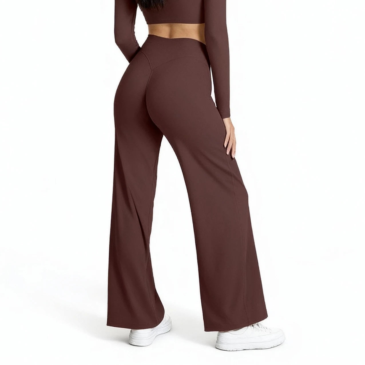 VEQKING Quick Dry Women Yoga Pants Straight-leg Sports Pants Soft Active Trousers Elastic Waist Gym Pilates Pants Winter Outfits