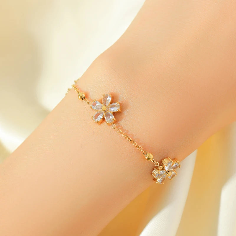 316L Stainless Steel White Zirconia Jewelry Set – Necklace, Bracelet & Earrings for Women