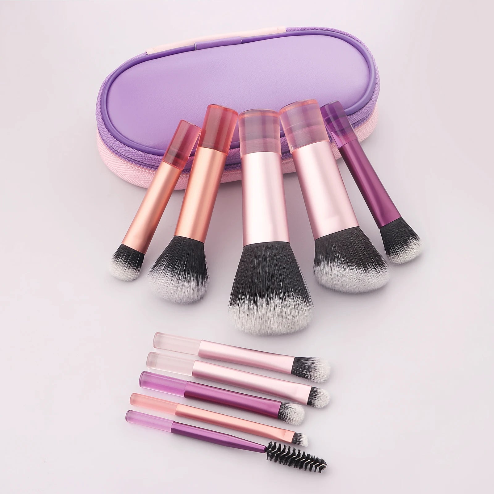 10-Piece Mini Makeup Brush Set with Travel Bag