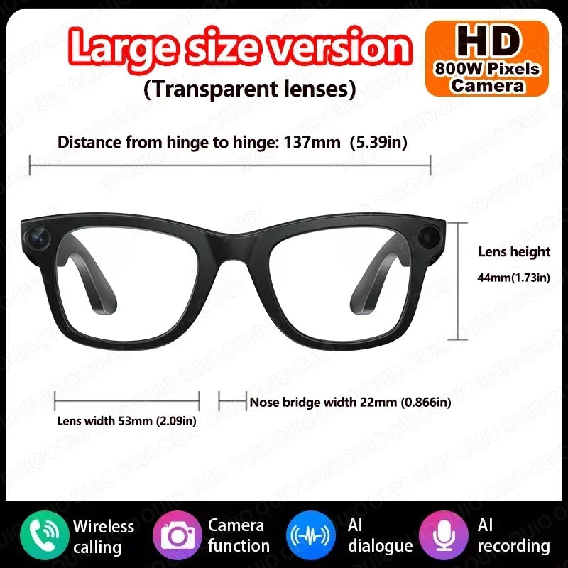 2026 Al Smart Glasses 4K HD Video 800MP Camera WiFi Transfer  Chat GPT VoiceAssistant BT Call with  Charging Case