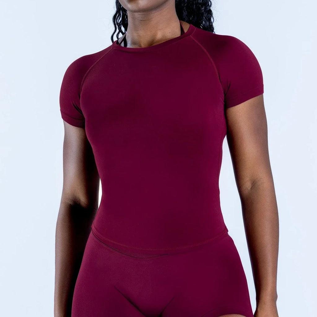 Women’s Lightweight Short Sleeve Yoga Top – Stretchy Longline Gym & Workout Shirt