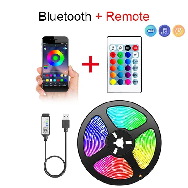 Smart Bluetooth RGB LED Strip Lights with App & Remote