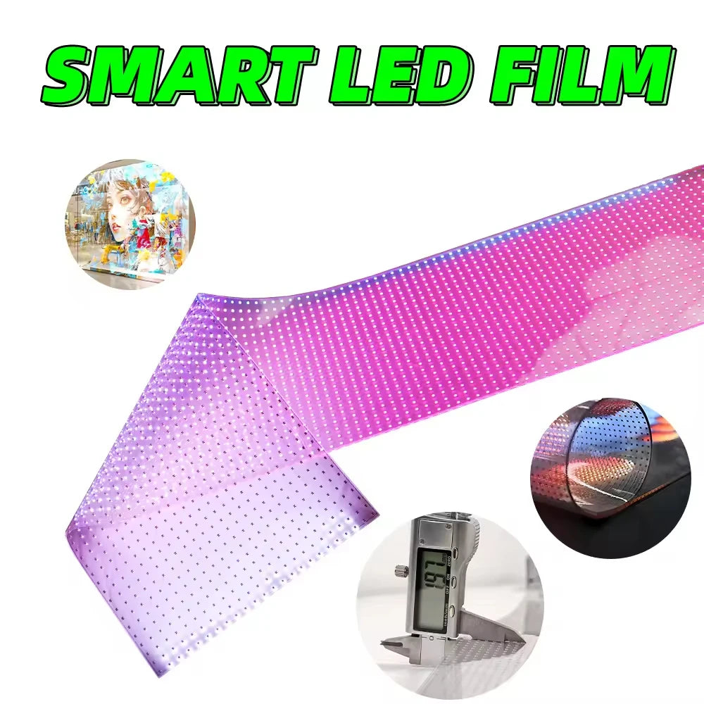 Ultra Thin Transparent LED Film Screen P6 P8 P10 Commercial Glass Window HD Video Wall