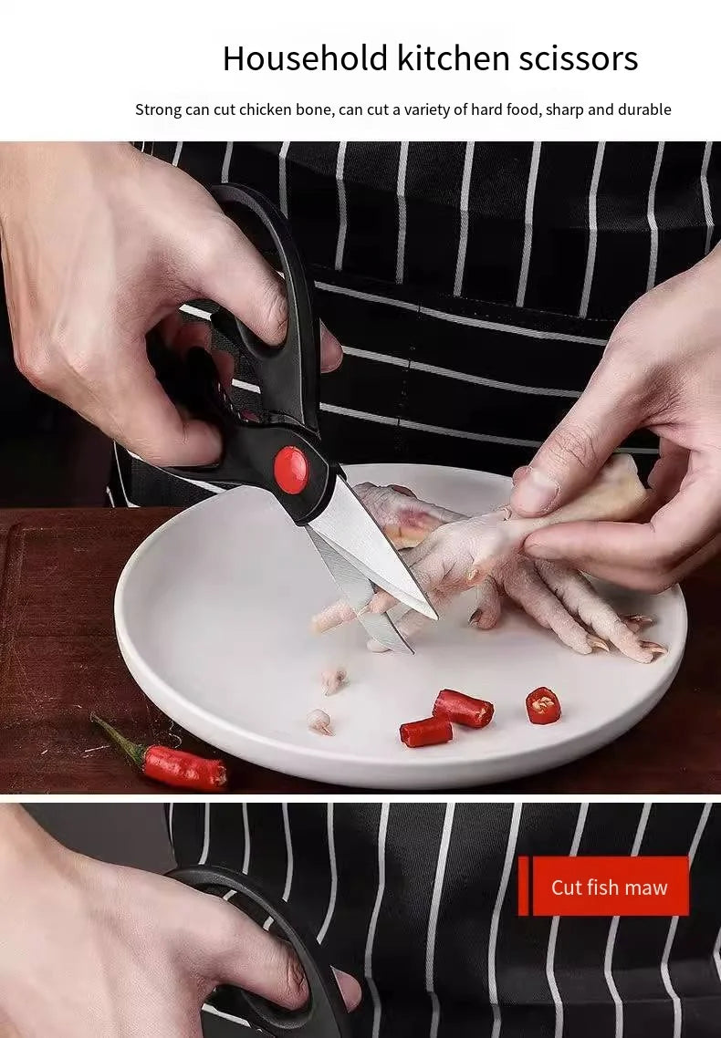 Stainless steel kitchen scissors Multi-functional strong chicken bone scissors can hold walnut hand scissors 3 sets
