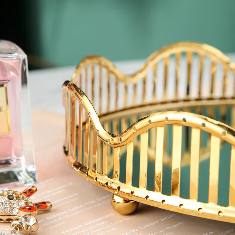 Gold Mirror Glass Tray – Luxury Metal Display & Storage Plate