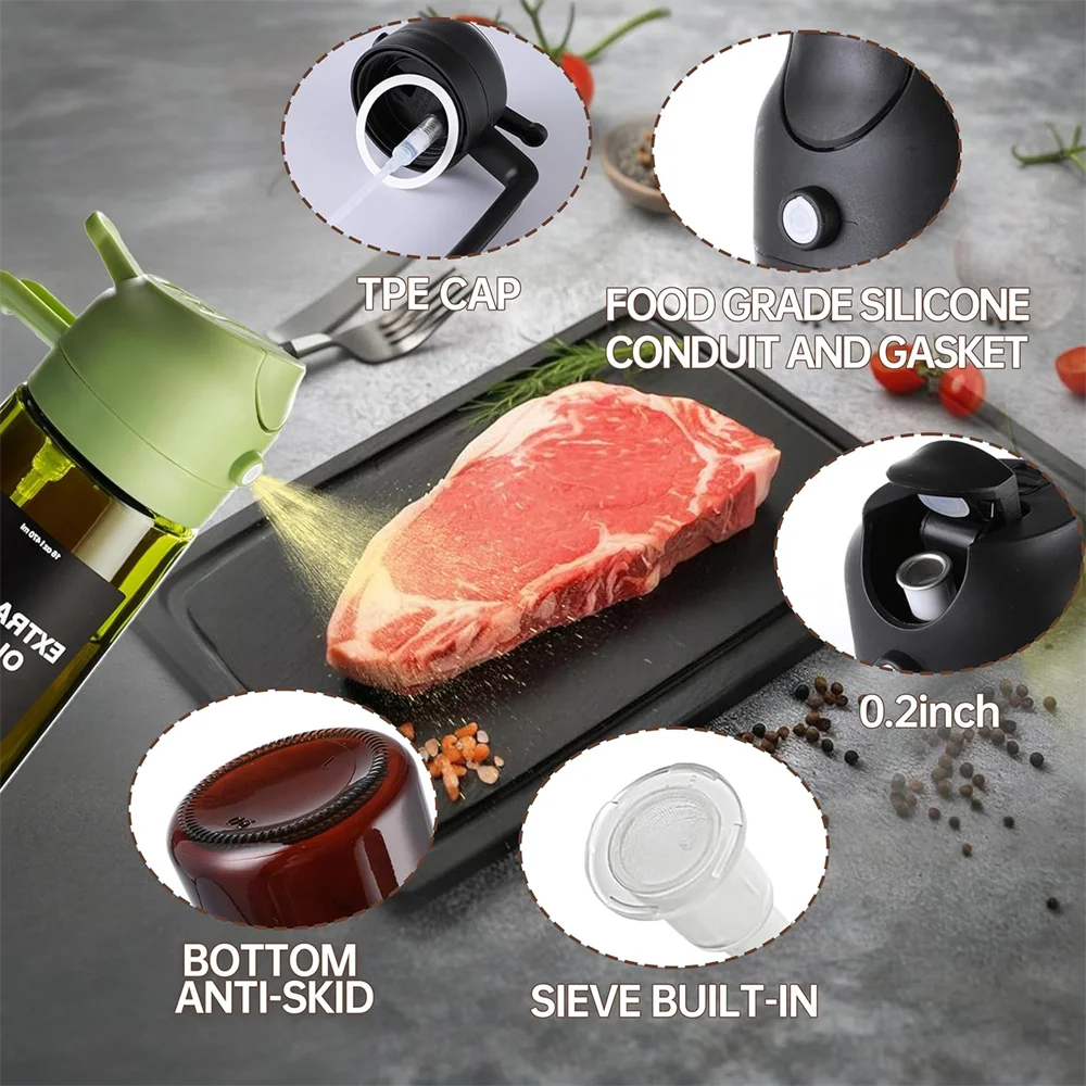 470ml Olive Oil Sprayer Bottle – 2 in 1 Oil Dispenser & Cooking Spray