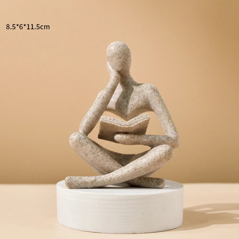 Abstract Thinker Sculpture Figurine – Modern Resin Home & Bookshelf Decor