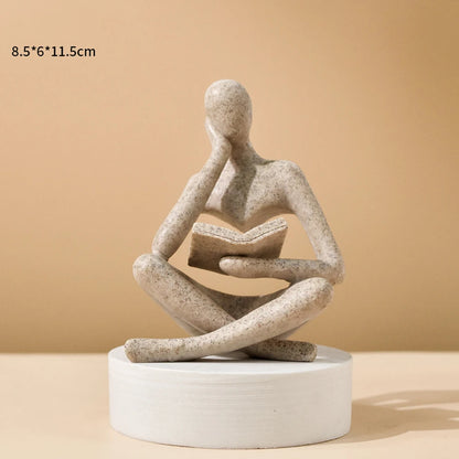 Abstract Thinker Sculpture Figurine – Modern Resin Home & Bookshelf Decor