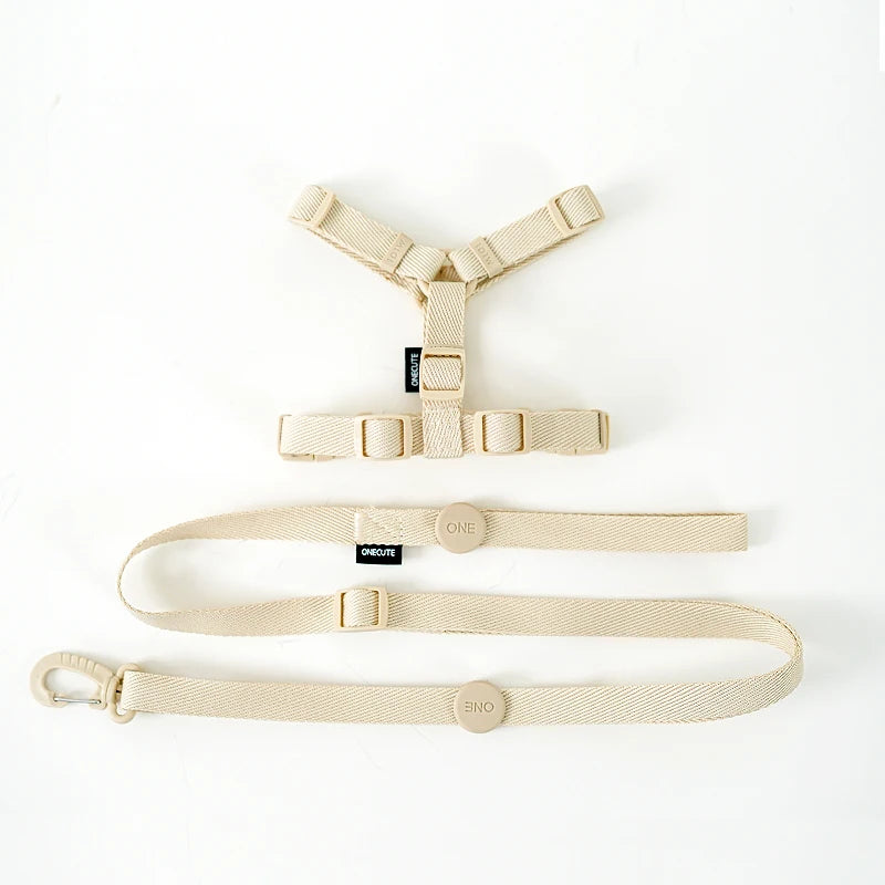 Adjustable Dog Harness & Leash Set – Reflective Macaron Pet Walking Gear