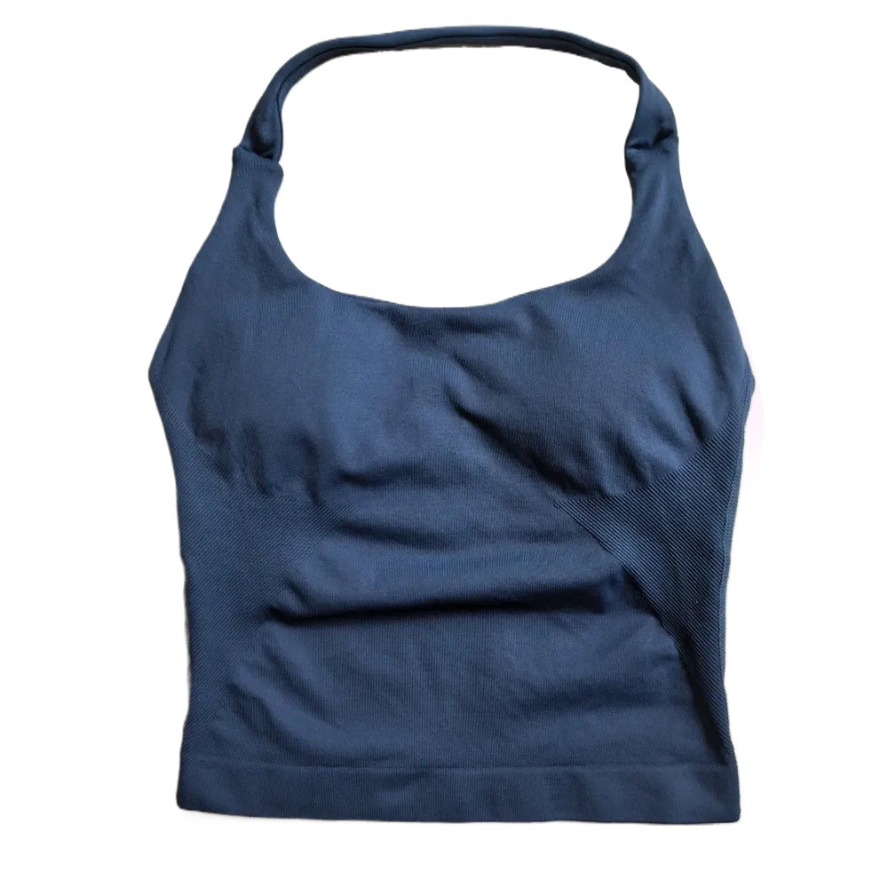 Women’s Strappy Gym Top – Padded Backless Yoga & Workout Tank