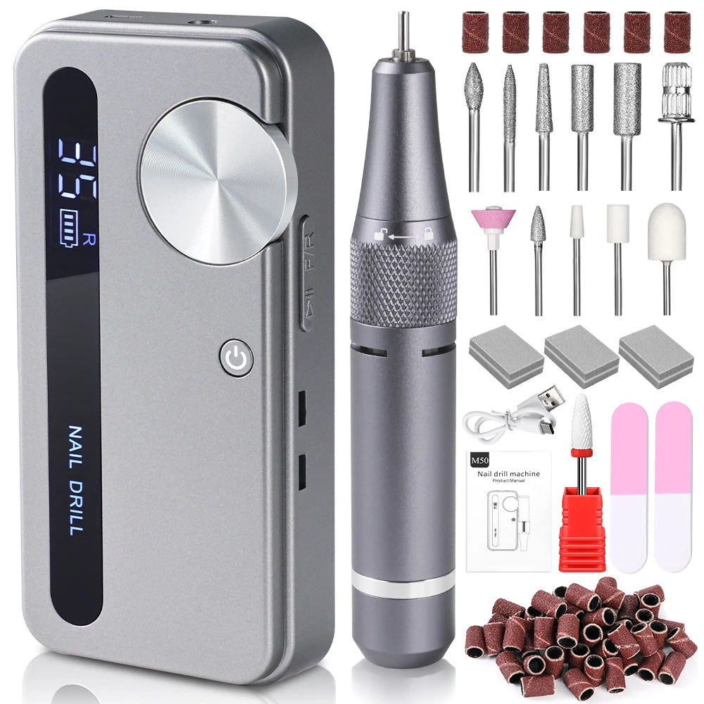 35000RPM Electric Nail Drill – Professional Rechargeable Portable Manicure & Gel Tool