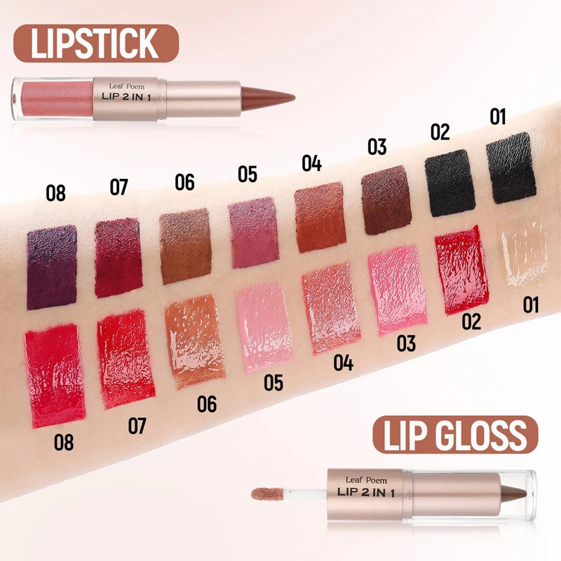 2-in-1 Lip Liner & Gloss – Matte Contour & Clear Shine, Long-Lasting Waterproof