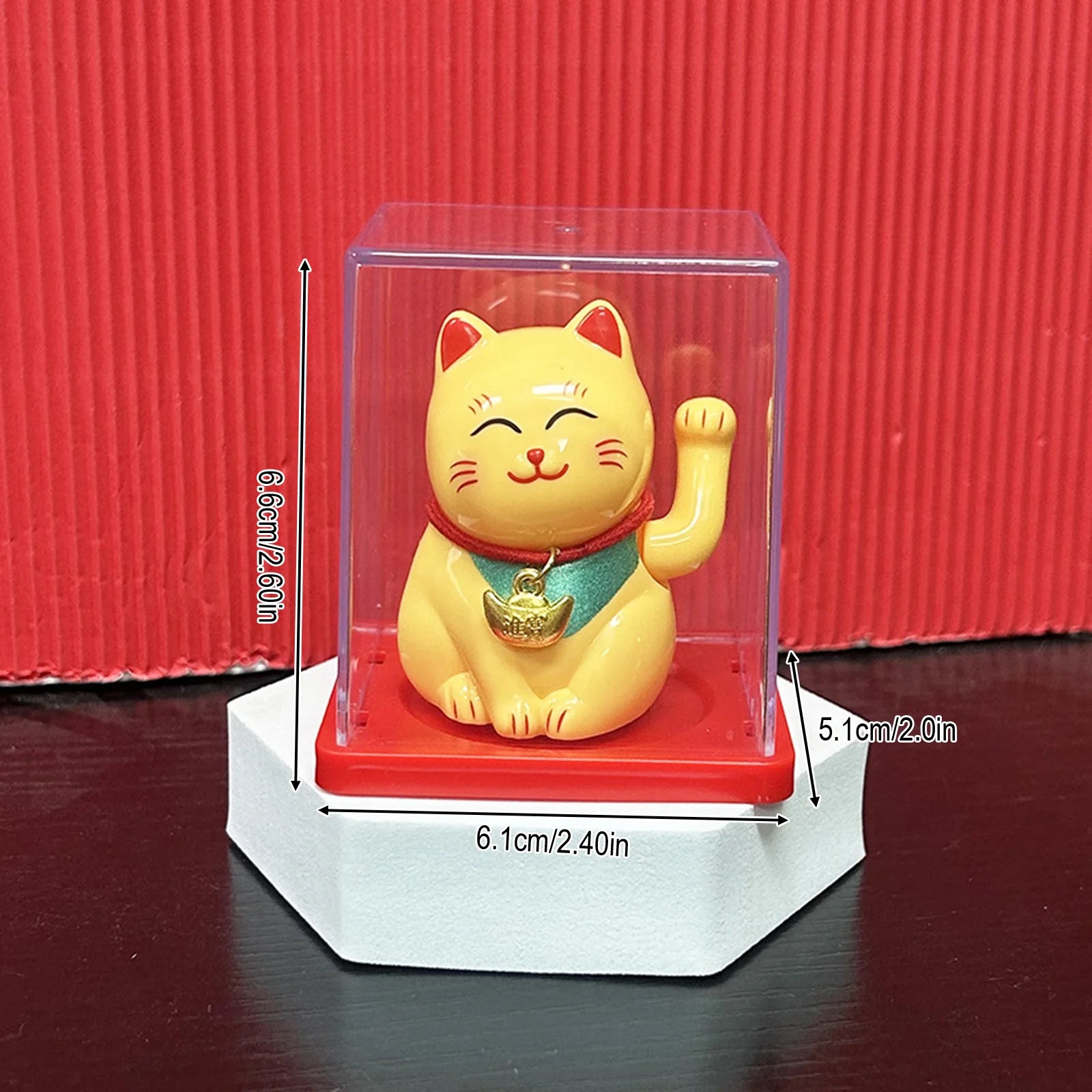 Solar Powered Maneki Neko Lucky Cat – Waving Fortune Cat Decor