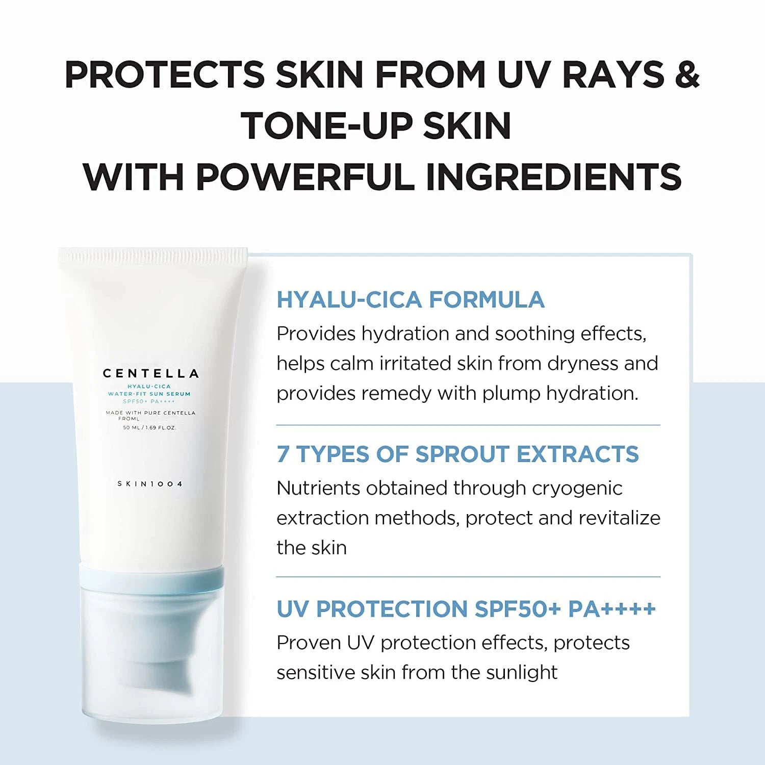 Hyaluronic Acid & Centella Moisturising Sunscreen 50ml – Hydrating Face SPF