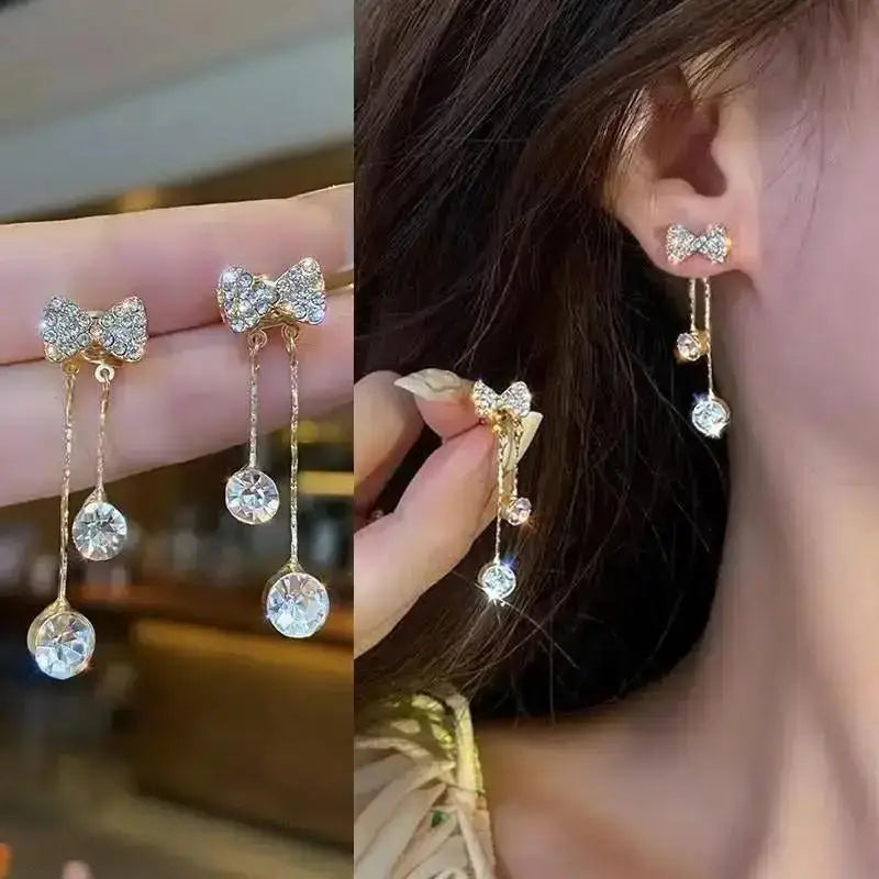 925 Silver Needle Pearl Tassel Drop Earrings for Women – Trendy Zircon Statement Jewellery