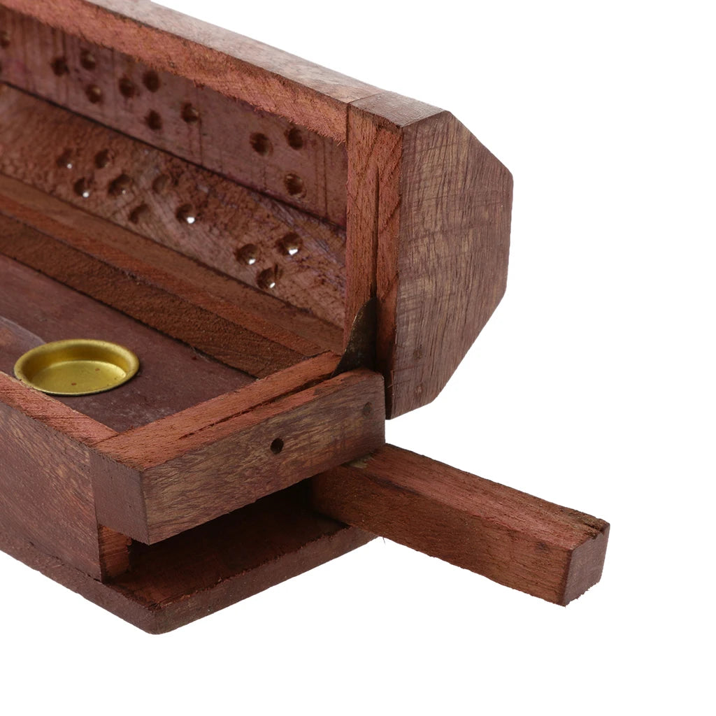Wooden Incense Holder – Hollow Out Ash Catcher for Stick & Cone
