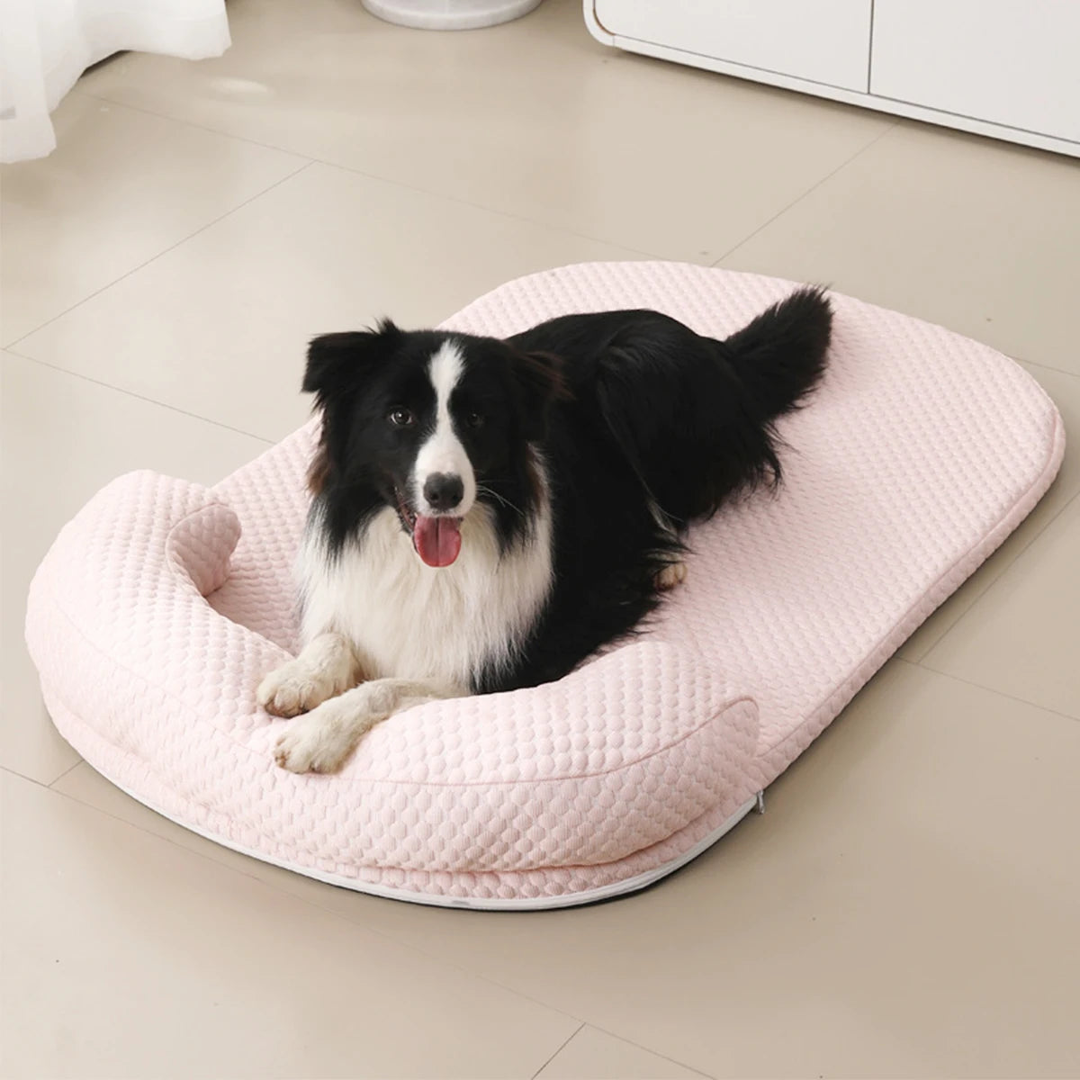 Breathable Cooling Dog & Cat Bed – Anti-Slip Ice Silk Cushion with Pillow for Small & Large Pets