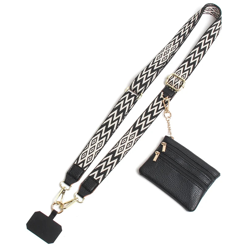 Adjustable Crossbody Phone Lanyard with Zippered Wallet Pouch