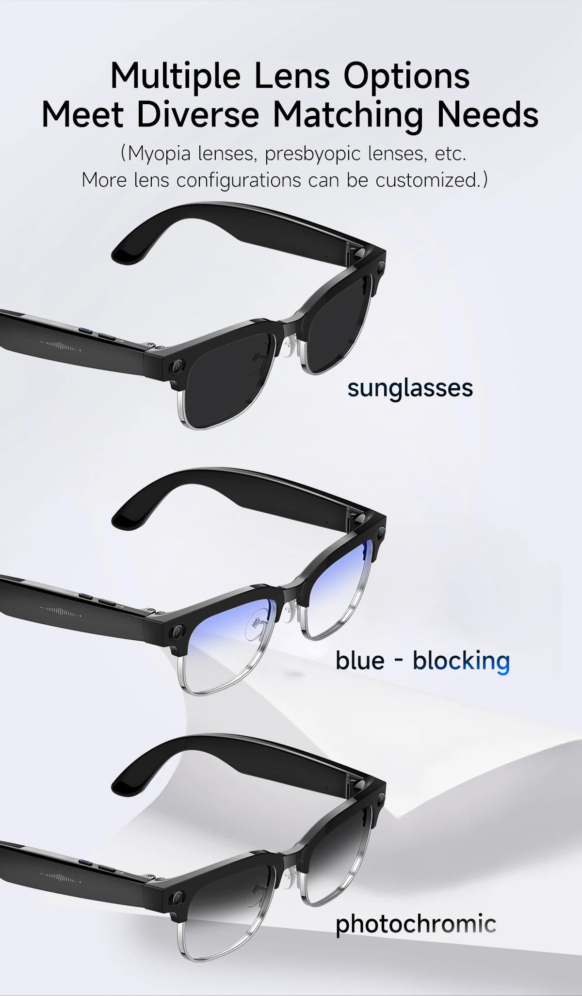 2026New AI Smart Glasses 8 Million HD Pixels Camera Photo Video Recording WIFI Transmission Sunglasses Call Music Play Men Women