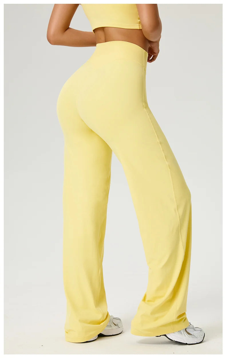 TRY TO BN Women's High Waisted Straight Leg Yoga Pants Gym Leggings Naked Feel Buttery Soft Breathable Running Workout Trousers