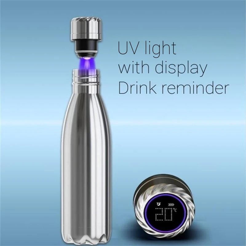 Smart UV Water Bottle – Self Cleaning Digital Thermos with Reminder
