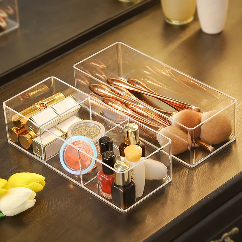 Clear Acrylic Makeup Organizer – Layered Cosmetic Storage Box