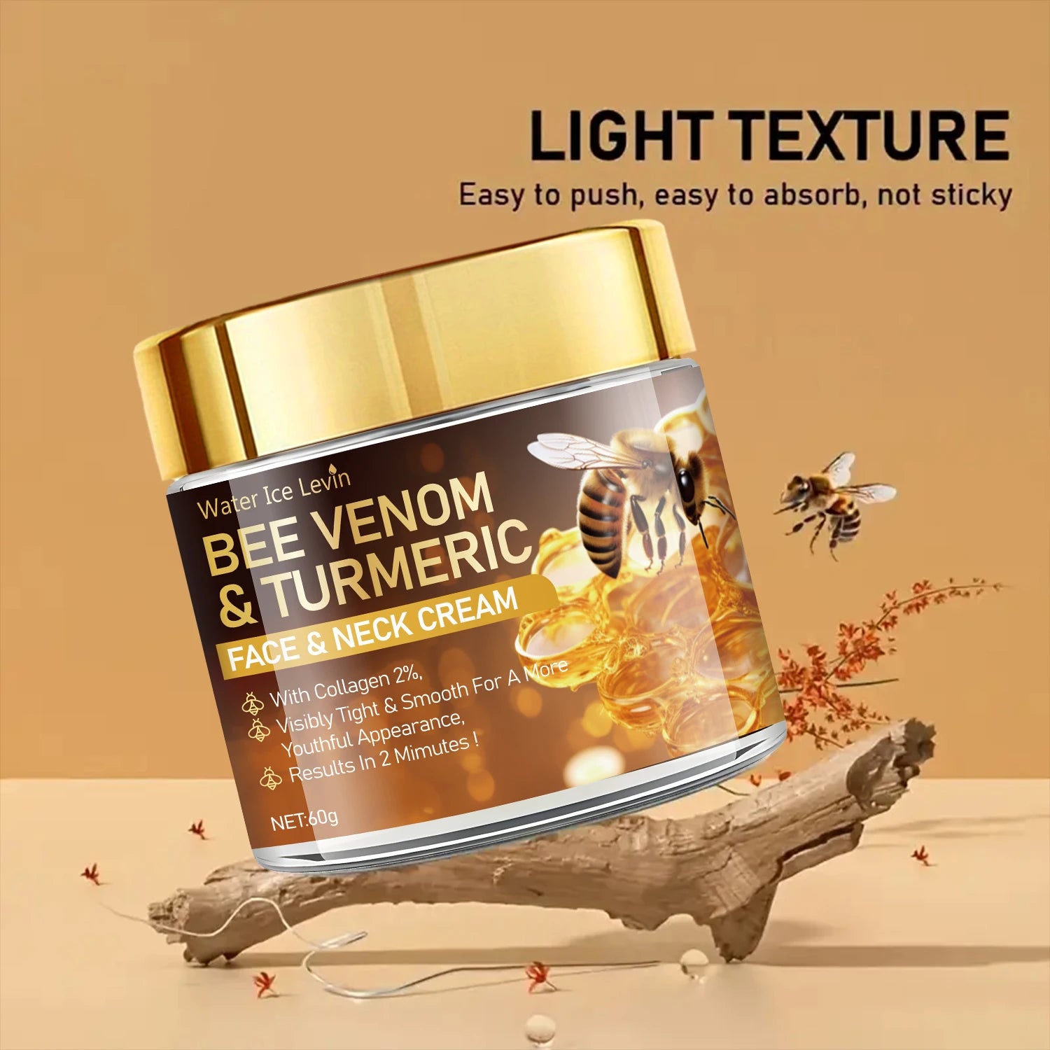 Bee Venom Instant Facial Lifting Cream Firms and Lifts Loose Skin, Smoothes Skin |   Alcohol-Free, Containing Hyaluronic Acid, Suitable for All Skin Types