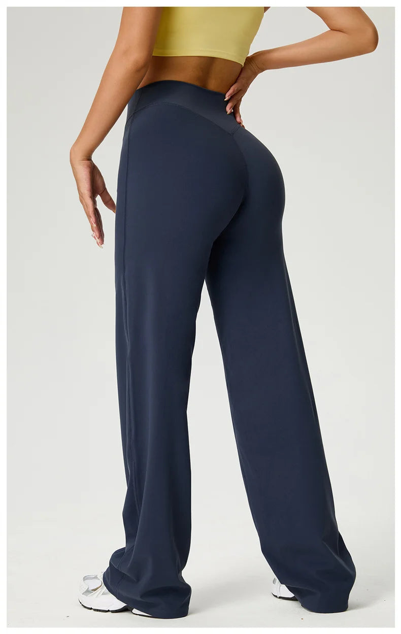 TRY TO BN Women's High Waisted Straight Leg Yoga Pants Gym Leggings Naked Feel Buttery Soft Breathable Running Workout Trousers