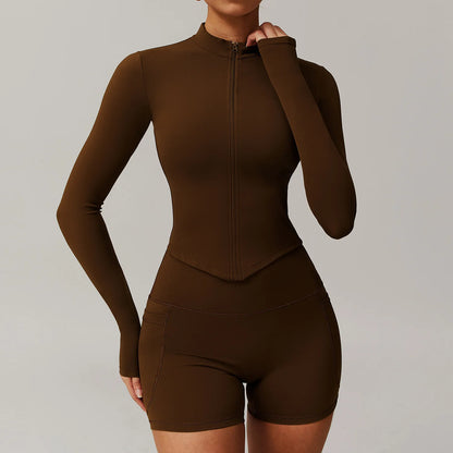 Women’s Slim Fit Zipper Jacket – Long Sleeve Fast-Dry Yoga & Fitness Top